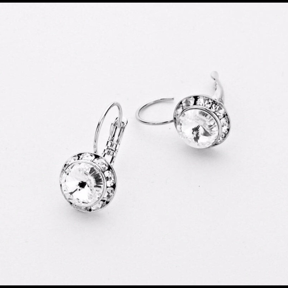 Swarovski Clear Crystal Drop Earrings Silver back